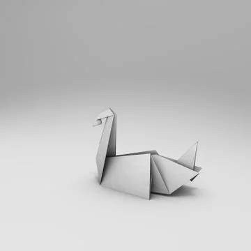 Origami 3D render with  stroke and soft background Stock Illustration