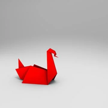 Origami 3D render with  stroke and soft background Stock Illustration