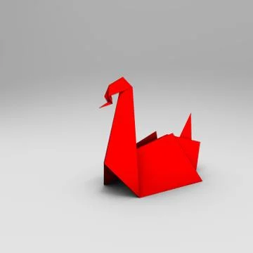 Origami 3D render with  stroke and soft background Stock Illustration