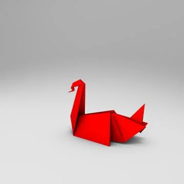 Origami 3D render with  stroke and soft background Stock Illustration