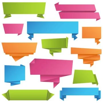 Origami Banners Set Stock Illustration