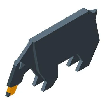 Origami bear icon isometric vector. Animal paper Stock Illustration