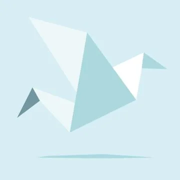 Origami bird on blue background Stock Illustration