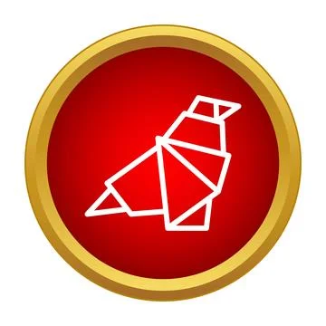 Origami bird icon in round red button Stock Illustration
