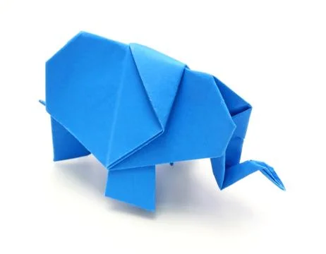 Origami blue elephant Stock Photos