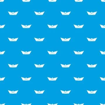 Origami boat pattern vector seamless blue Stock Illustration