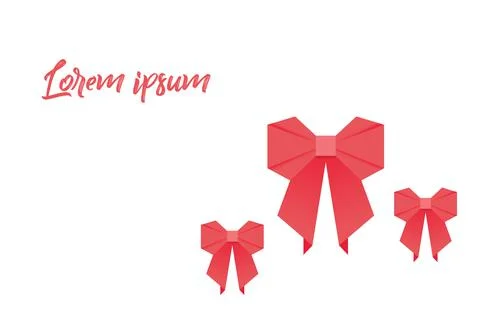 Origami with bow red colored on a white background Stock Illustration