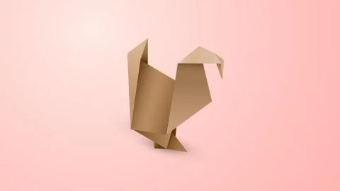 Origami brown paper turkey vector art Stock Illustration