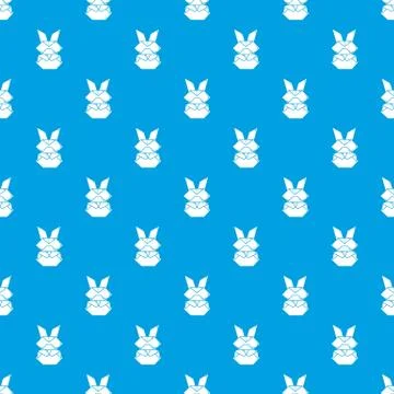 Origami bunny pattern vector seamless blue Illustrazione stock