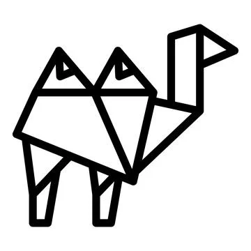 Origami camel icon outline vector. Geometric animal Illustrazione stock