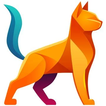Origami Cat – Polygonal Vector Art Stock Illustration