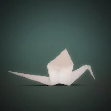 Origami crane isolated on green background Stock Illustration
