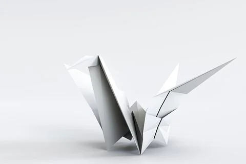 Origami crane isolated on white background Stock Illustration