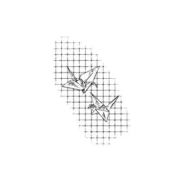 Origami, cranes, cell sketch vector illustration Stock Illustration