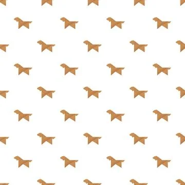 Origami dog seamless pattern brown geometrical abstract animals Stock Illustration