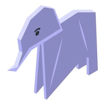 Origami elephant icon isometric vector. Animal paper Stock Illustration