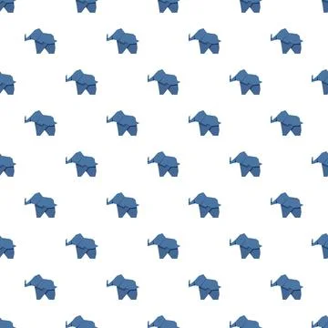 Origami elephant pattern making seamless blue background Stock Illustration