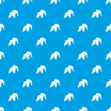 Origami elephant pattern seamless blue Stock Illustration