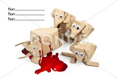 Origami elephants recycle paper Stock Photos