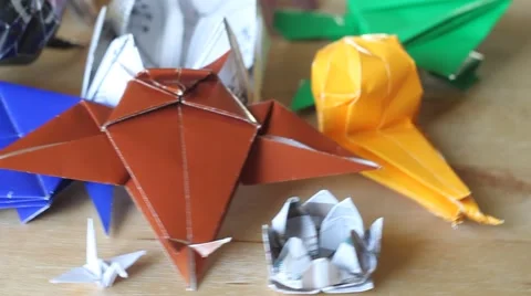 Origami Figures Rotating Stock Footage 40382566