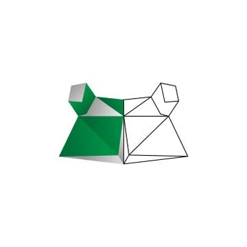 Origami frog color line vector design template illustration Stock Illustration