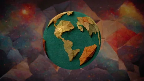 Origami globe, rotating earth (4K) Stock Footage 222737559