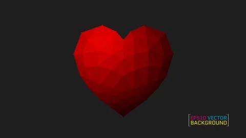 Origami heart on Dark backdrop, Vector Illustration, Abstract polygonal heart Stock Illustration