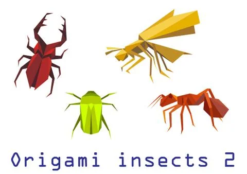 Origami insects set Stock Illustration