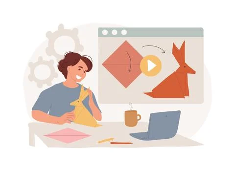 Origami isolated concept vector illustration. Stock Illustration