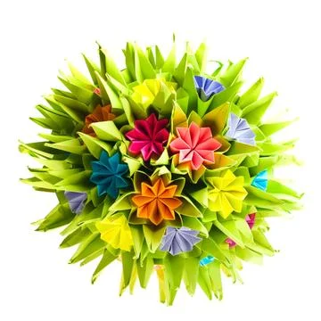 Origami kusudama flower Colorfull origami kusudama from rainbow flowers is... Stock Photos