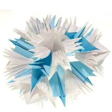 Origami kusudama snowflake Colorfull origami unit snowflake isolated on wh... Stock Photos