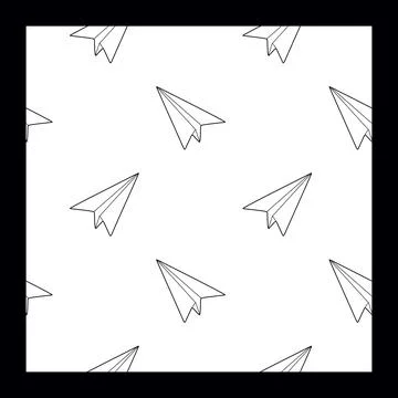 Origami Linear paper Airplanes pattern. Seamless Vector background with Han.. Stock Illustration