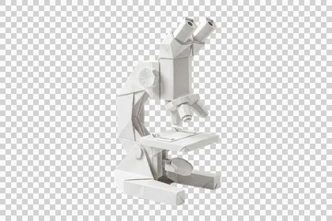Origami microscope scientific research laboratory equipment on transparent .. Stock Illustration