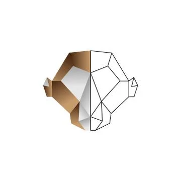Origami monkey color line vector design template illustration 스톡 일러스트
