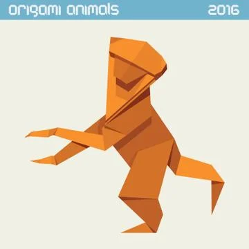 Origami monkey. Vector simple flat illustration. New Year 2016 스톡 일러스트