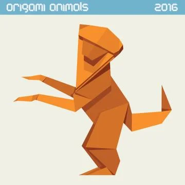Origami monkey. Vector simple flat illustration. New Year 2016 Stock Illustration