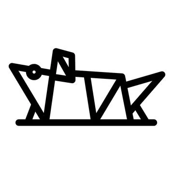 Origami mouse looking forward with triangular body and tail Stock Illustration