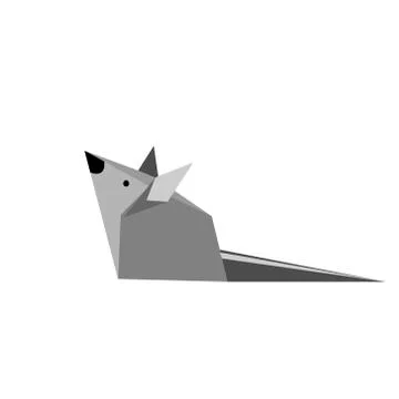 Origami paper gray mouse Stock Illustration