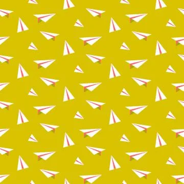 Origami paper plane seamless vector pattern Illustrazione stock
