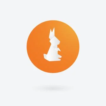 Origami paper rabbit icon. Vector illustration. Stock Illustration