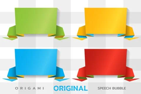 Origami paper speech bubble. Template of price tag banners for catalog. Stickers Stock-Illustration
