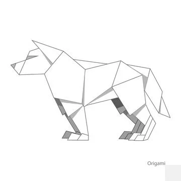 Origami paper wolf vector illustration Stock Illustration