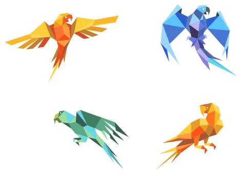 Origami parrots Illustrazione stock