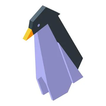 Origami penguin icon isometric vector. Animal paper イラスト素材