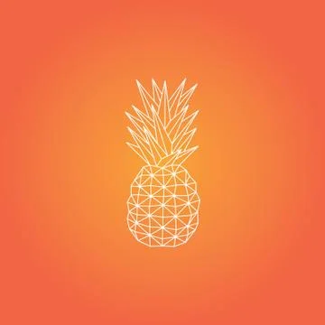 Origami pineapple vector design with orange background Stock Illustration