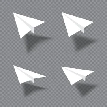 Origami plane set with shadow Stock Illustration