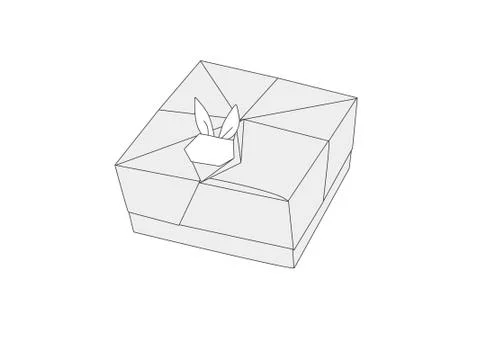 Origami Rabbit Gift Box Vector Illustrazione stock