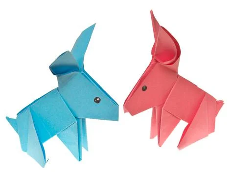 Origami rabbits Stock Photos