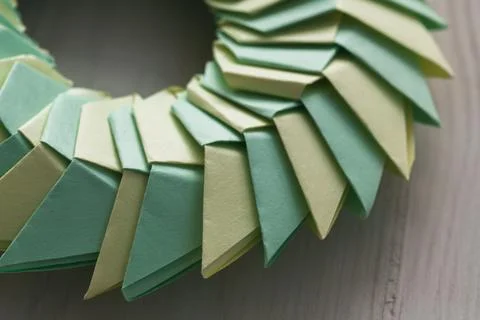 Origami ring, abstract parametric circular structure, close up 写真素材