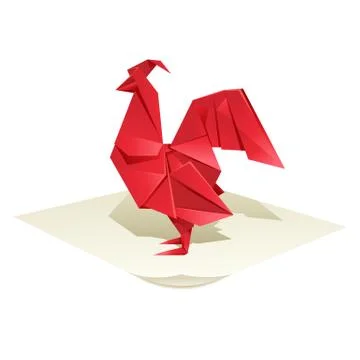 Origami rooster Stock Illustration